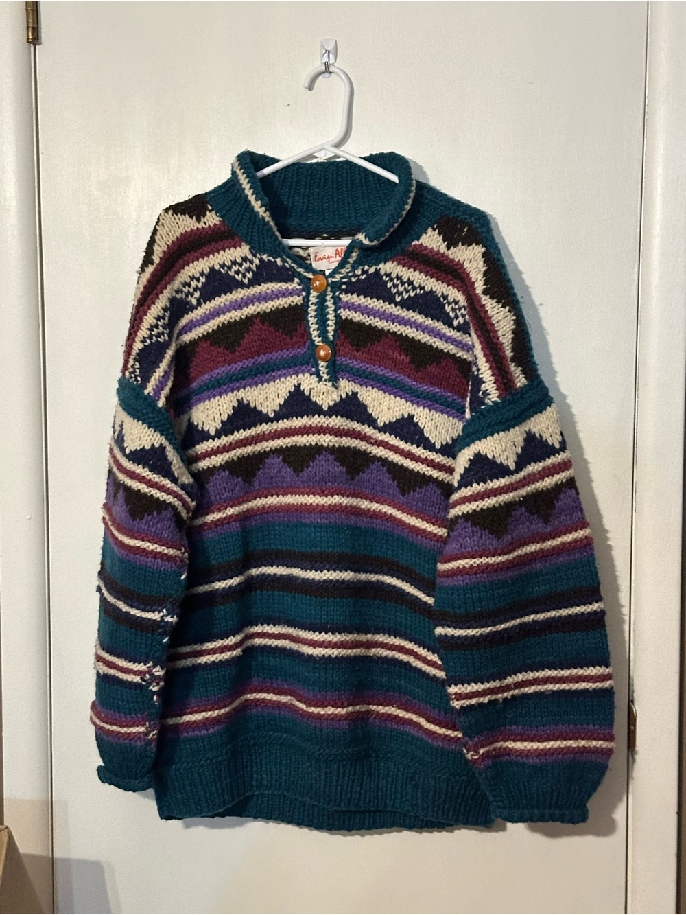 Foreign Affair Heavy Wool AztecCardigan Sweater Made in Ecuador vintage
